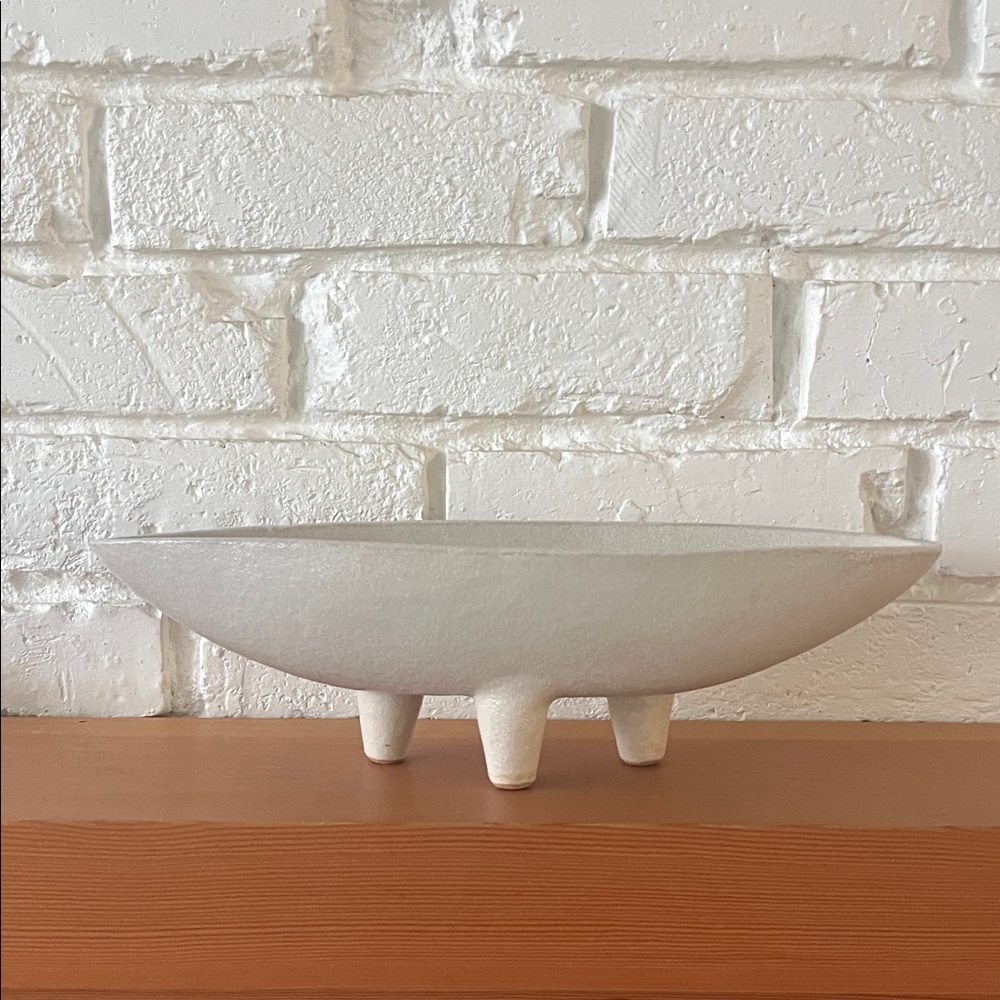 Elegant Midcentury White Ceramic Bowl